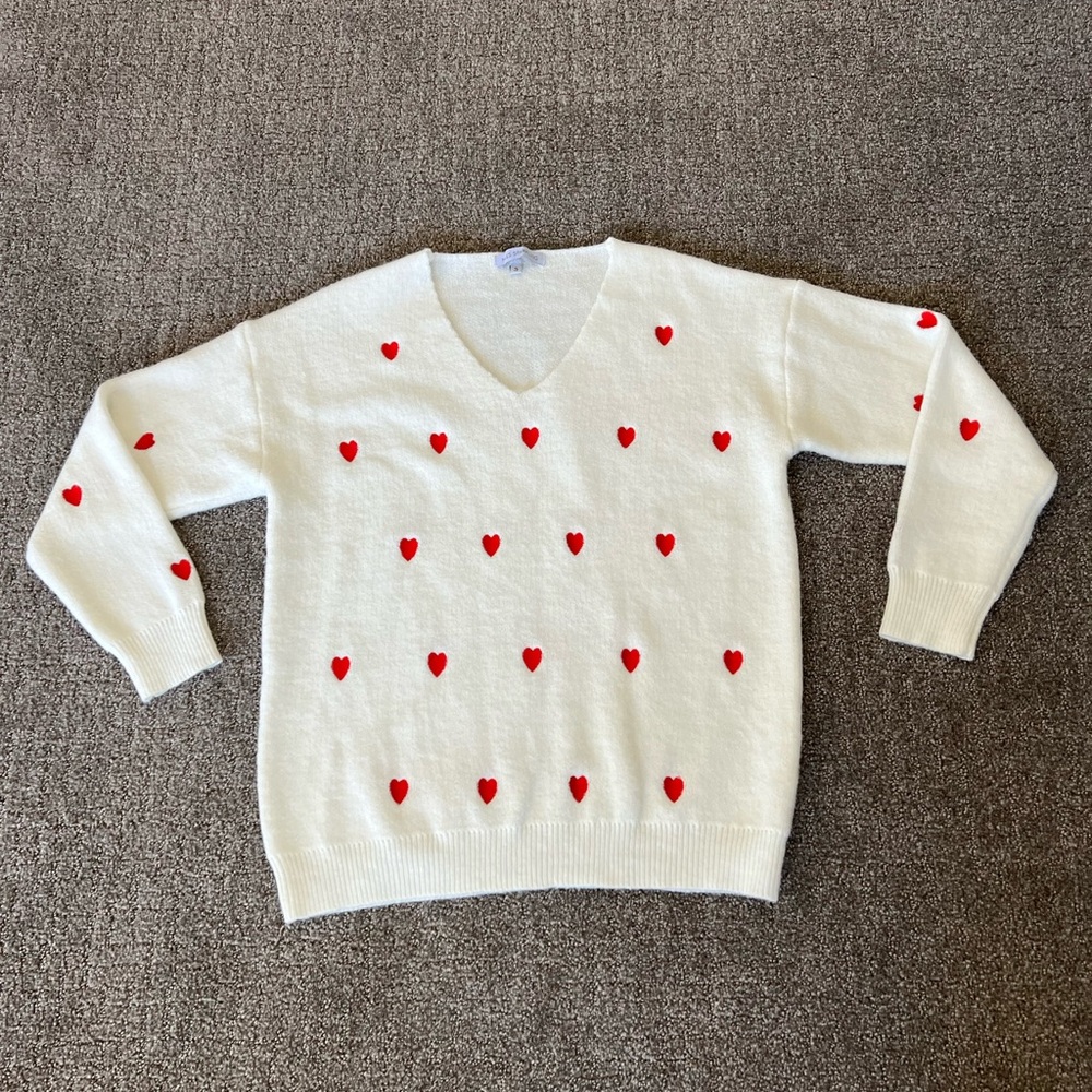 Miss Sparkling Heart White Sweater Women’s Size Small